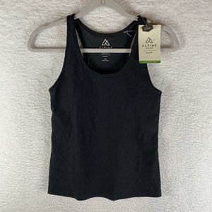 Alpine Design Tank Top Women's XS Black Ribbed‎ Stretch Round Neck Cropped 7210